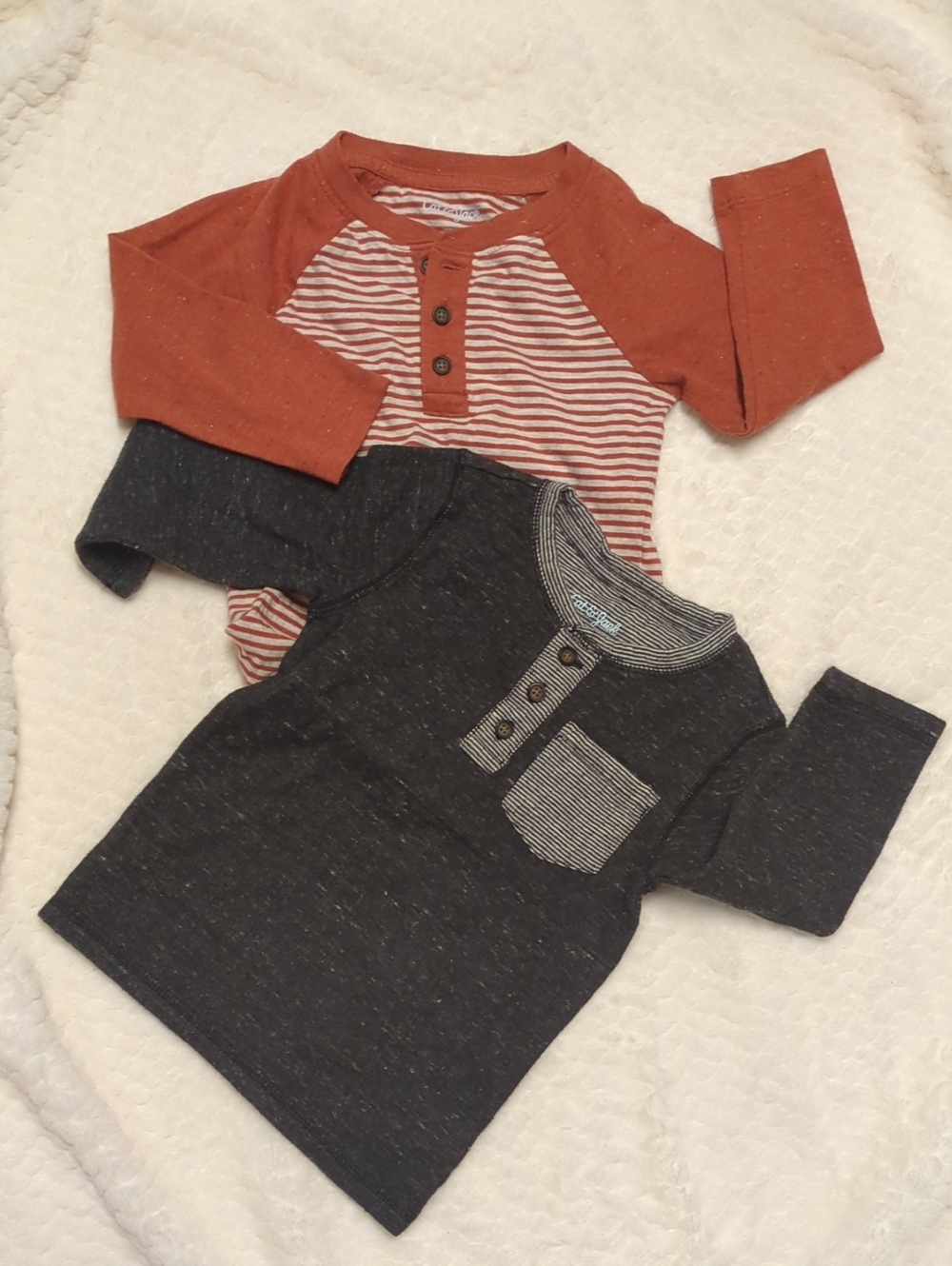 Cat & Jack Rust and Charcoal Long-Sleeve Henley Tops (2-Pack)